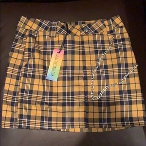NWT Current Mood Honey Plaid Skirt